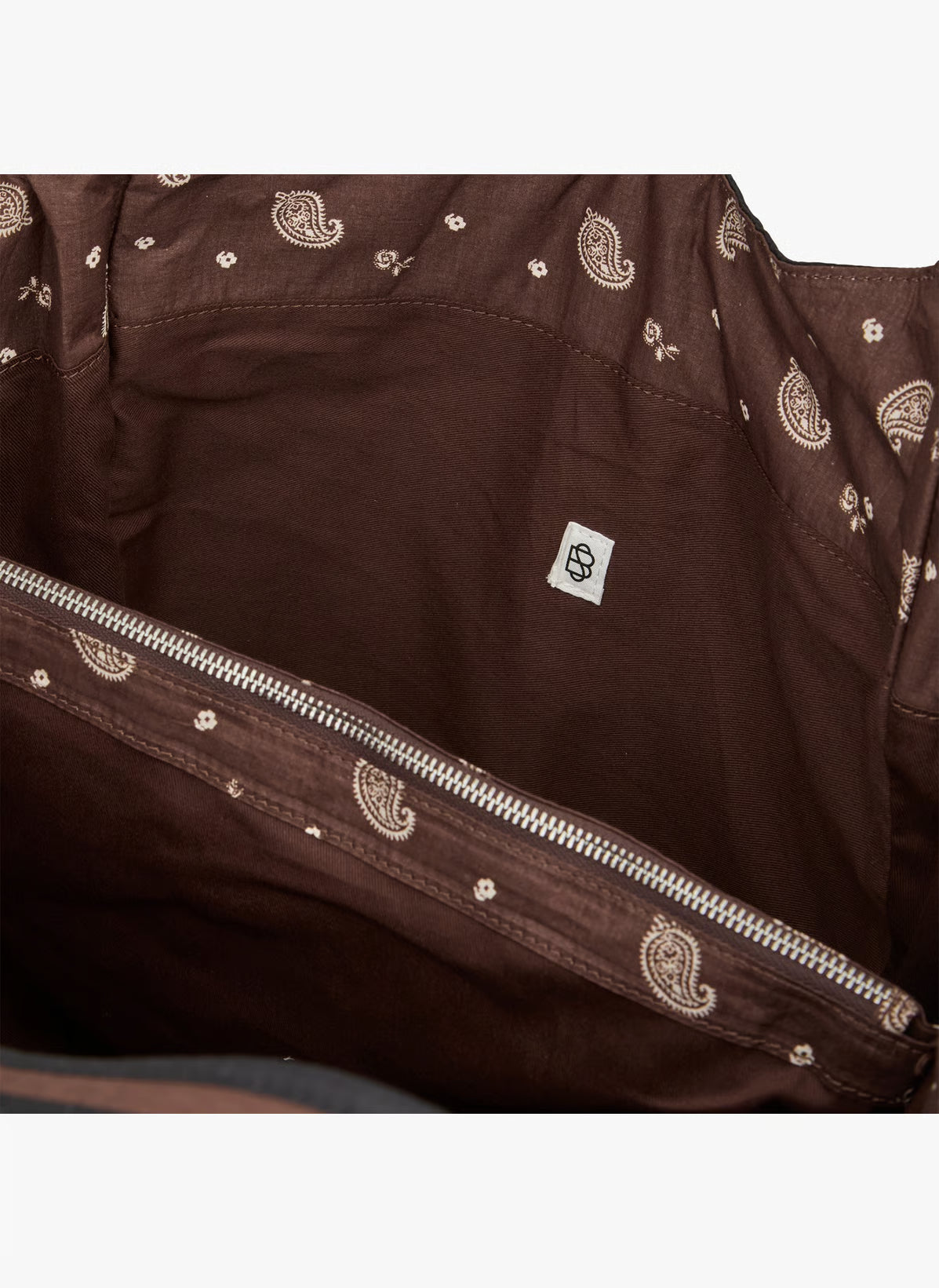 Printed cotton tote bag - Brown