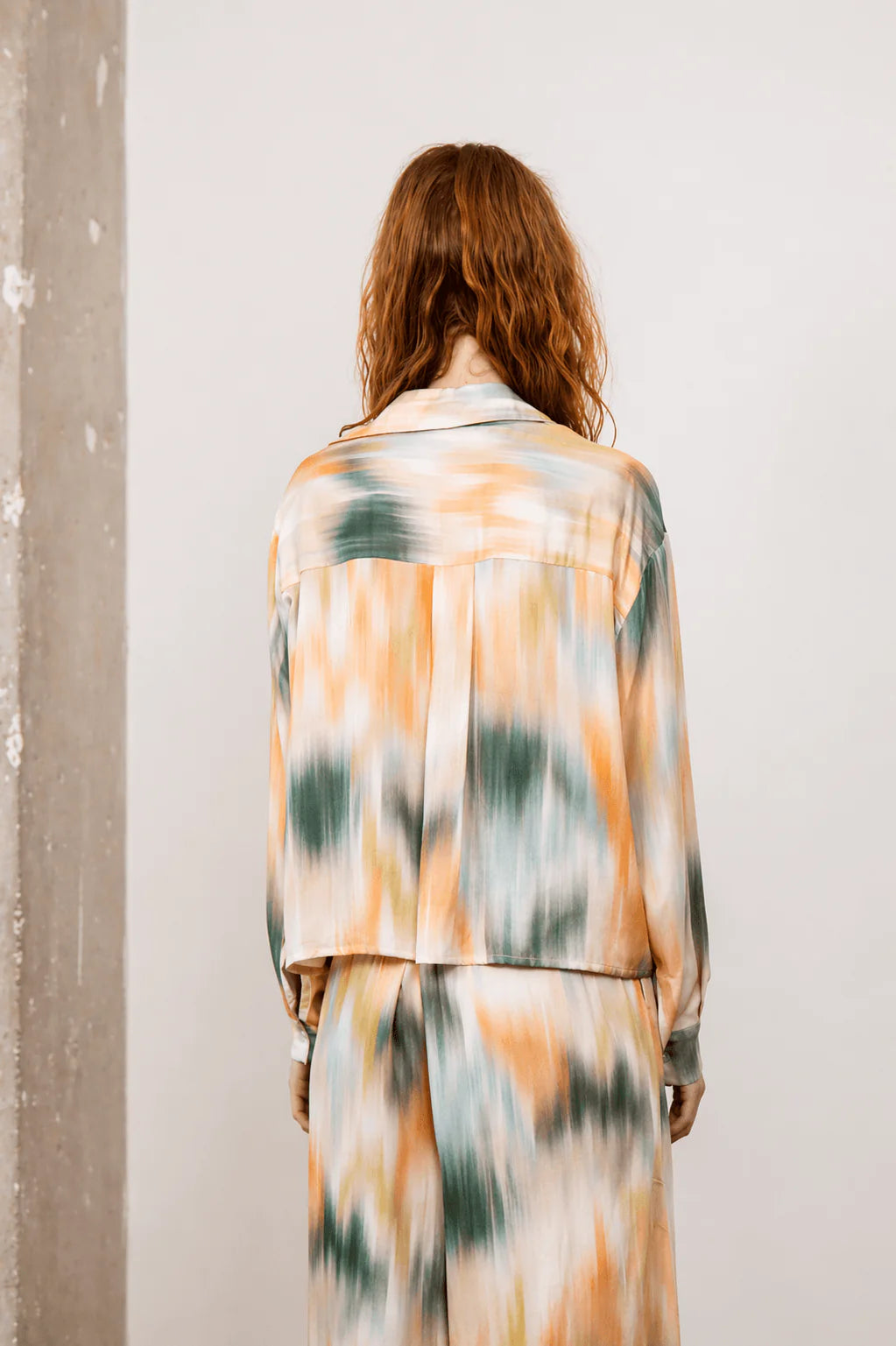 Printed Cropped Ecovero Viscose Oversized Shirt