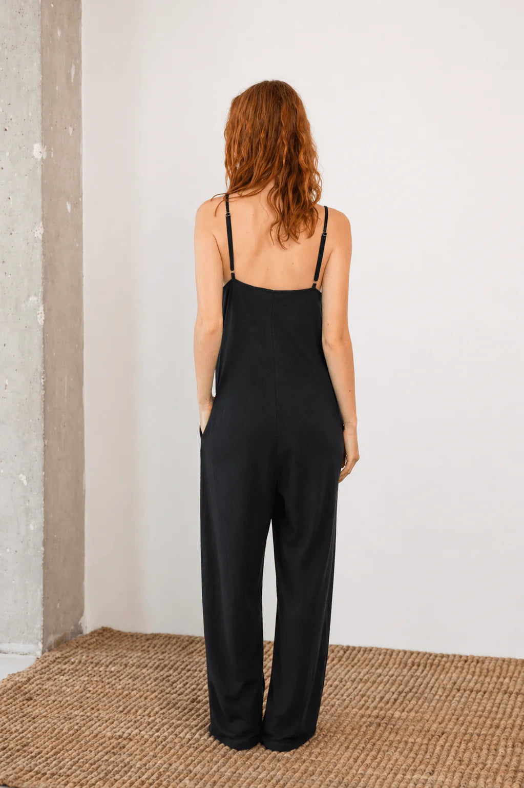 Organic Cotton Wide Jumpsuit in Black