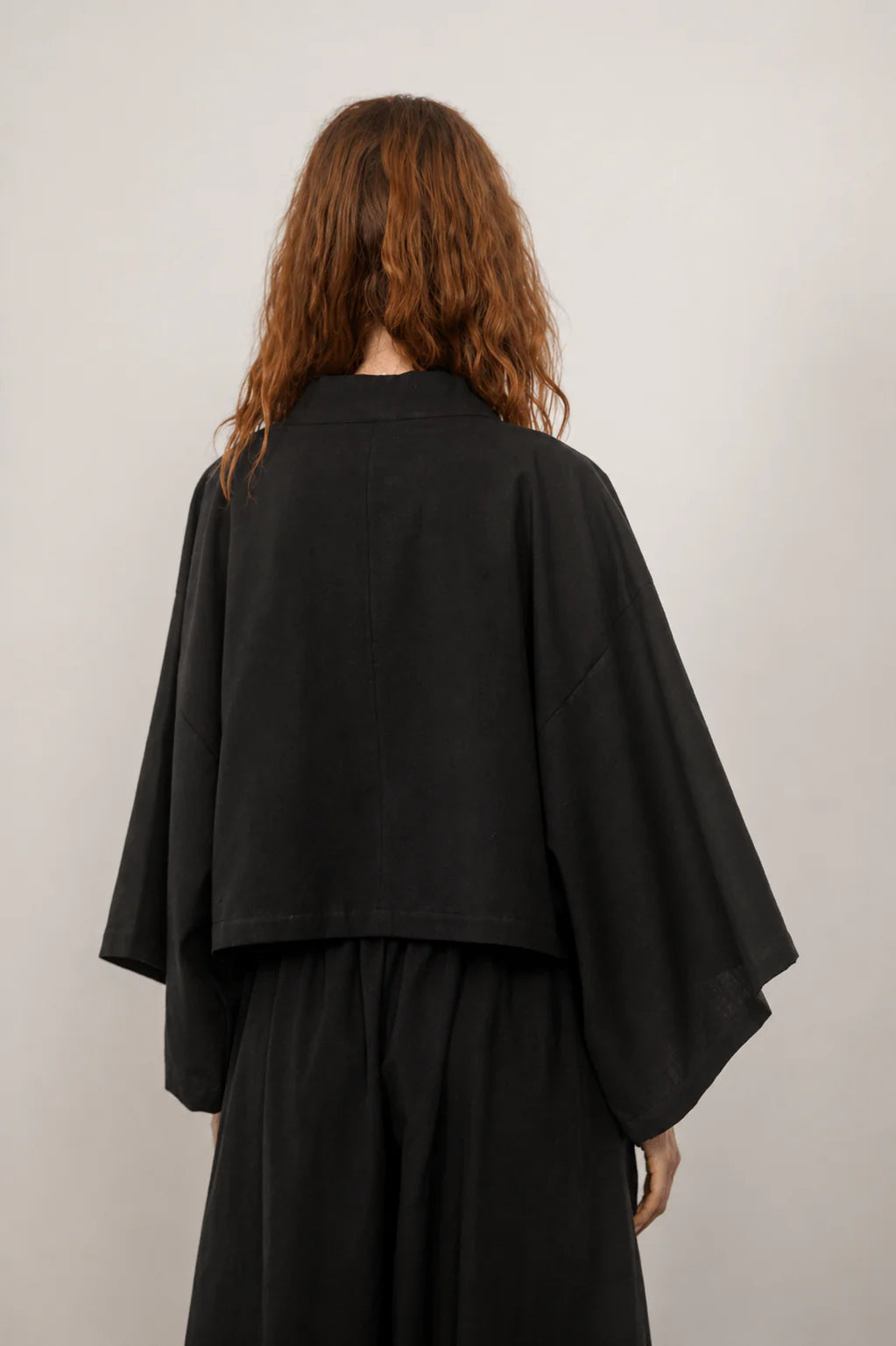 Organic Cotton Kimono Jacket in Black