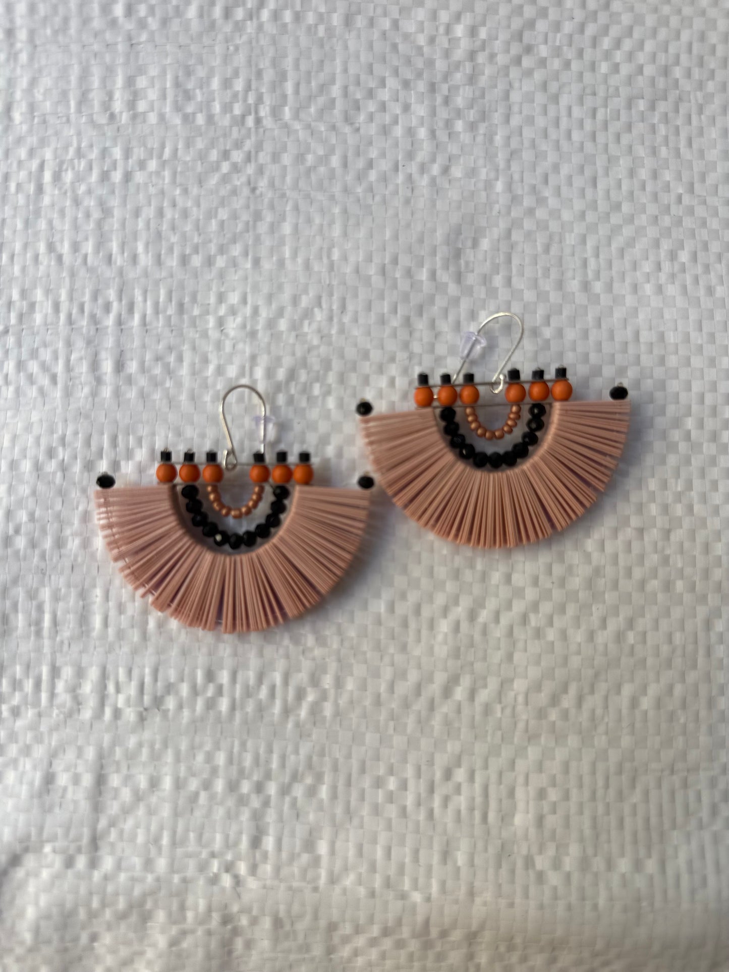 fan earrings in pink