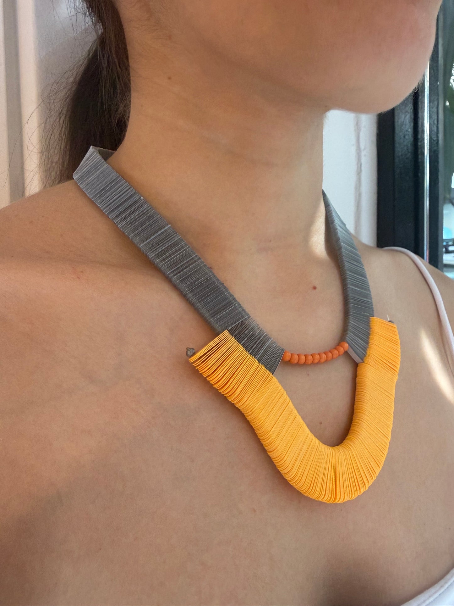 Misineza  peach collar neckace