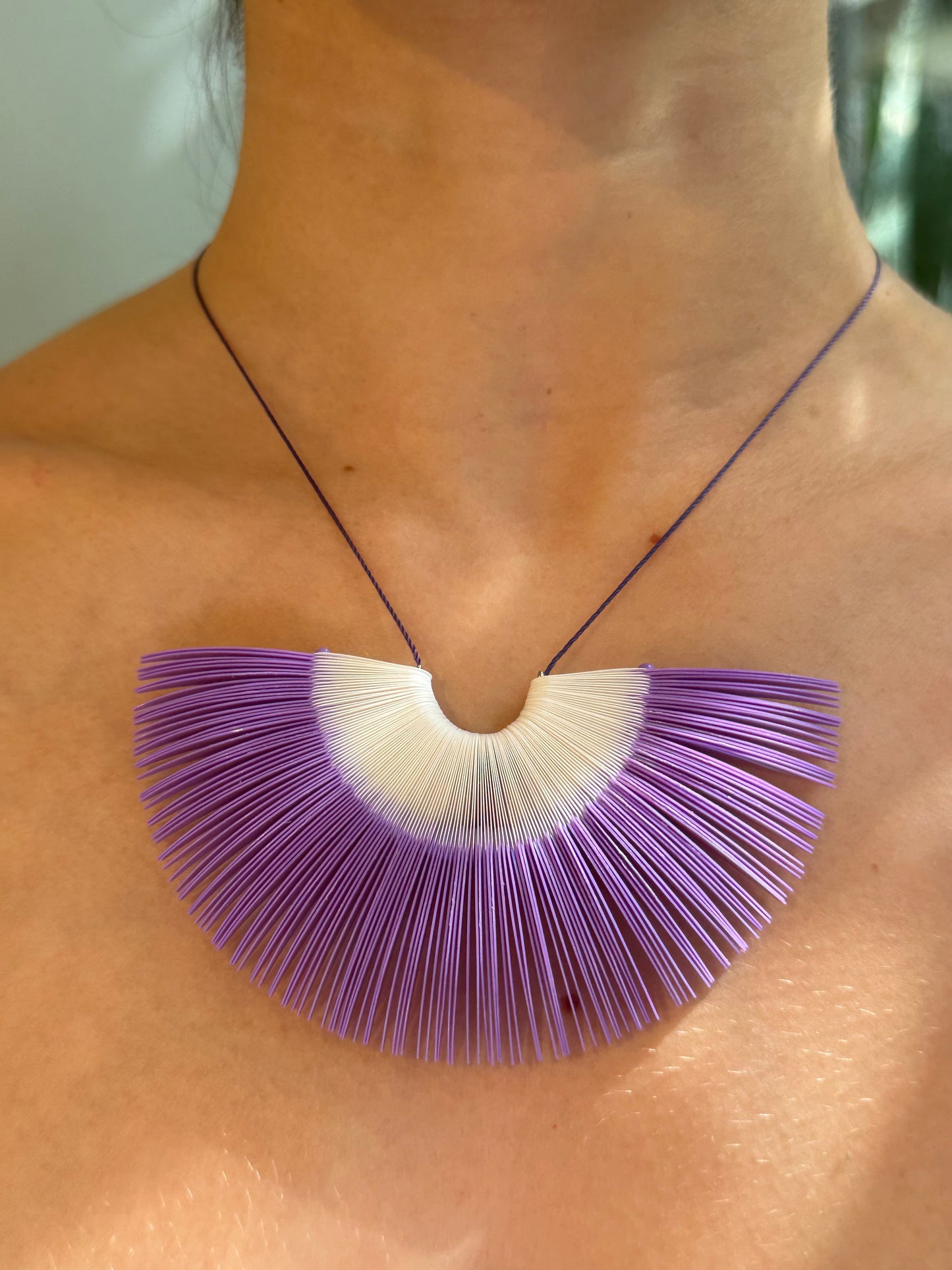 lilac  feather necklace