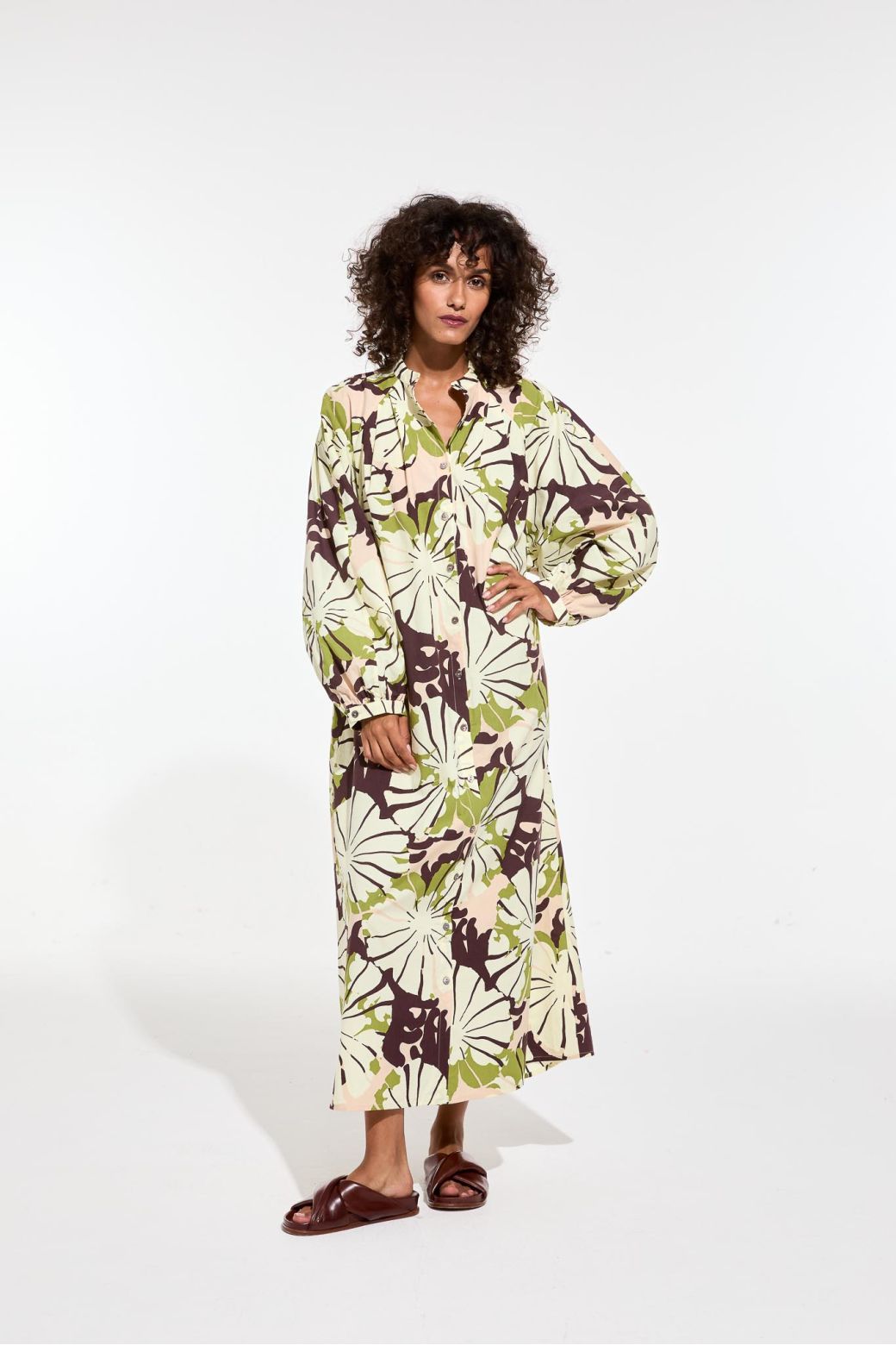 ROSE KHAKI EULALIE PAVOT DRESS