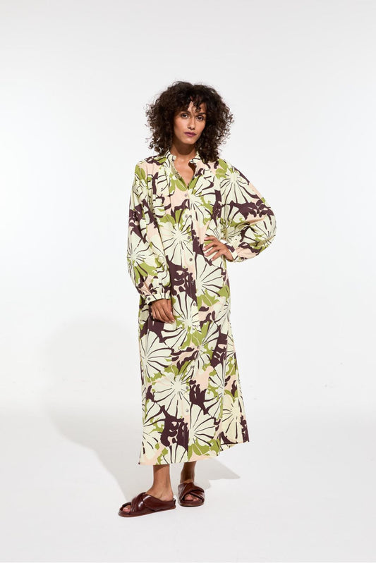 ROSE KHAKI EULALIE PAVOT DRESS